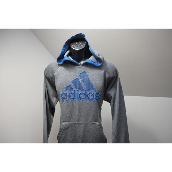 Adidas Hoodie Athletic Fleece Athletic Sweater Performance Gray Mens Size Large - Picture 1 of 10